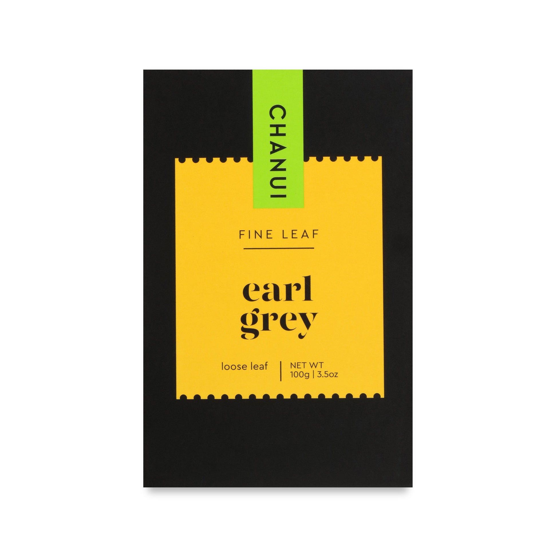 Yellow and Black box of Chanui Earl Grey Loose Leaf Tea 100g
