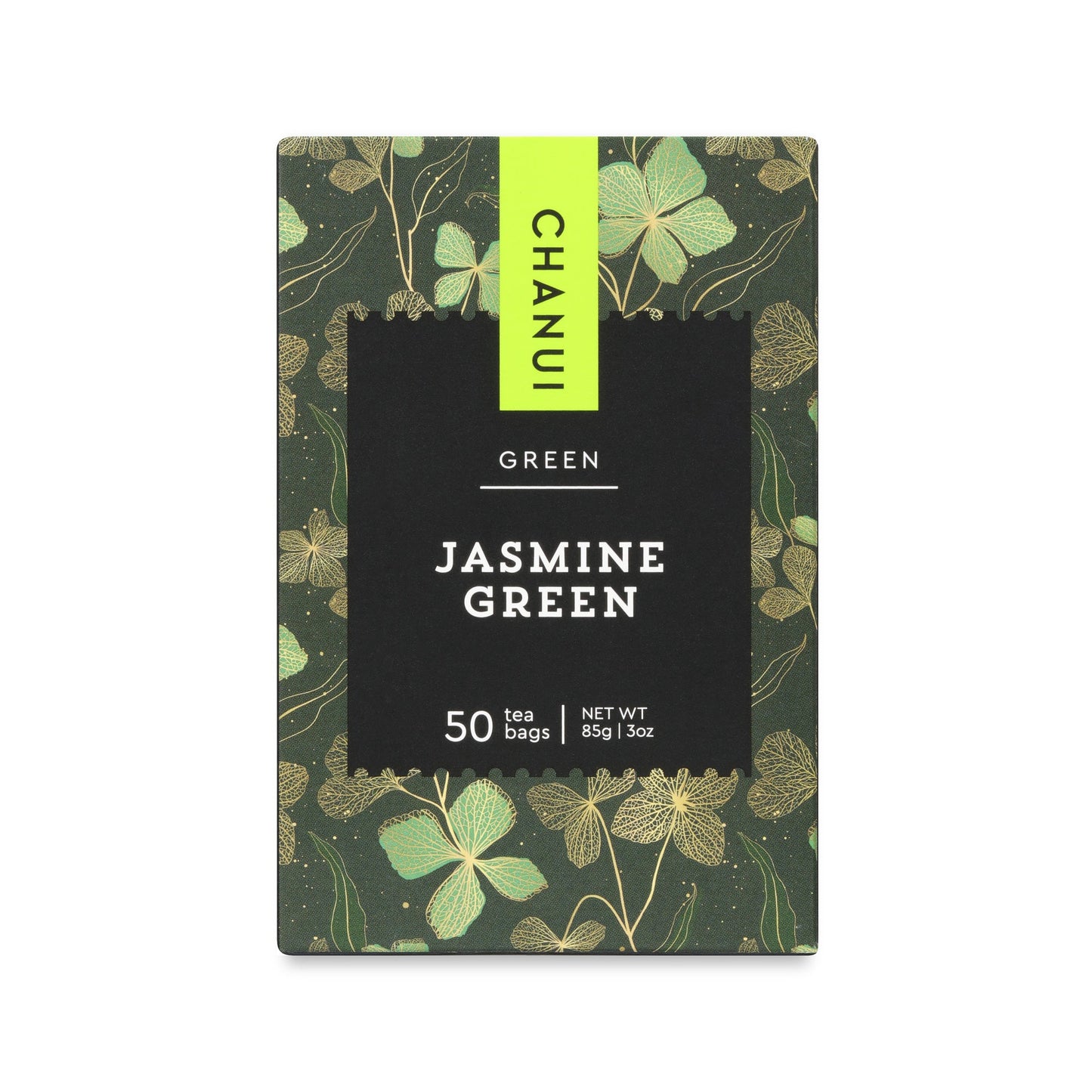 Light Green and Black box of Chanui Jasmine Green 50 Teabags
