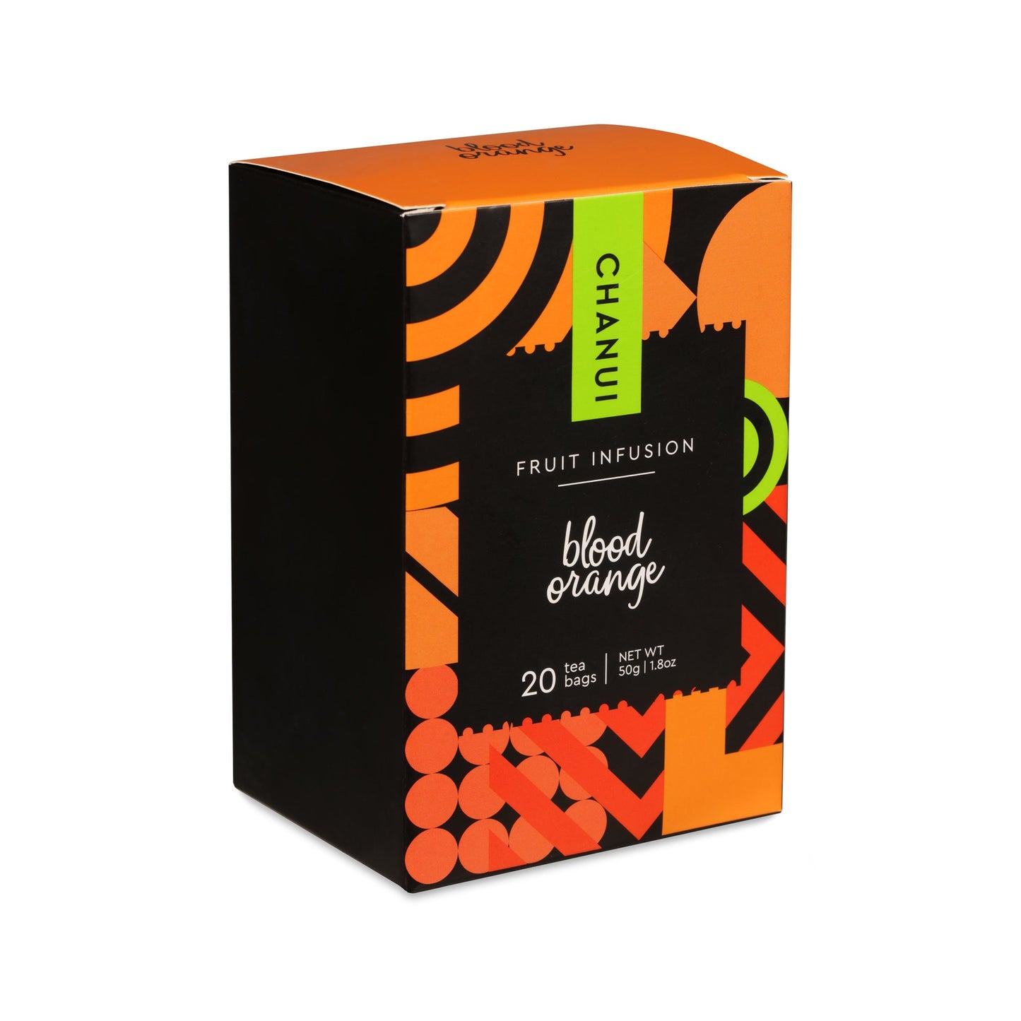 Orange and Black box of Chanui Fruit Infusion Blood Orange 20 Teabags