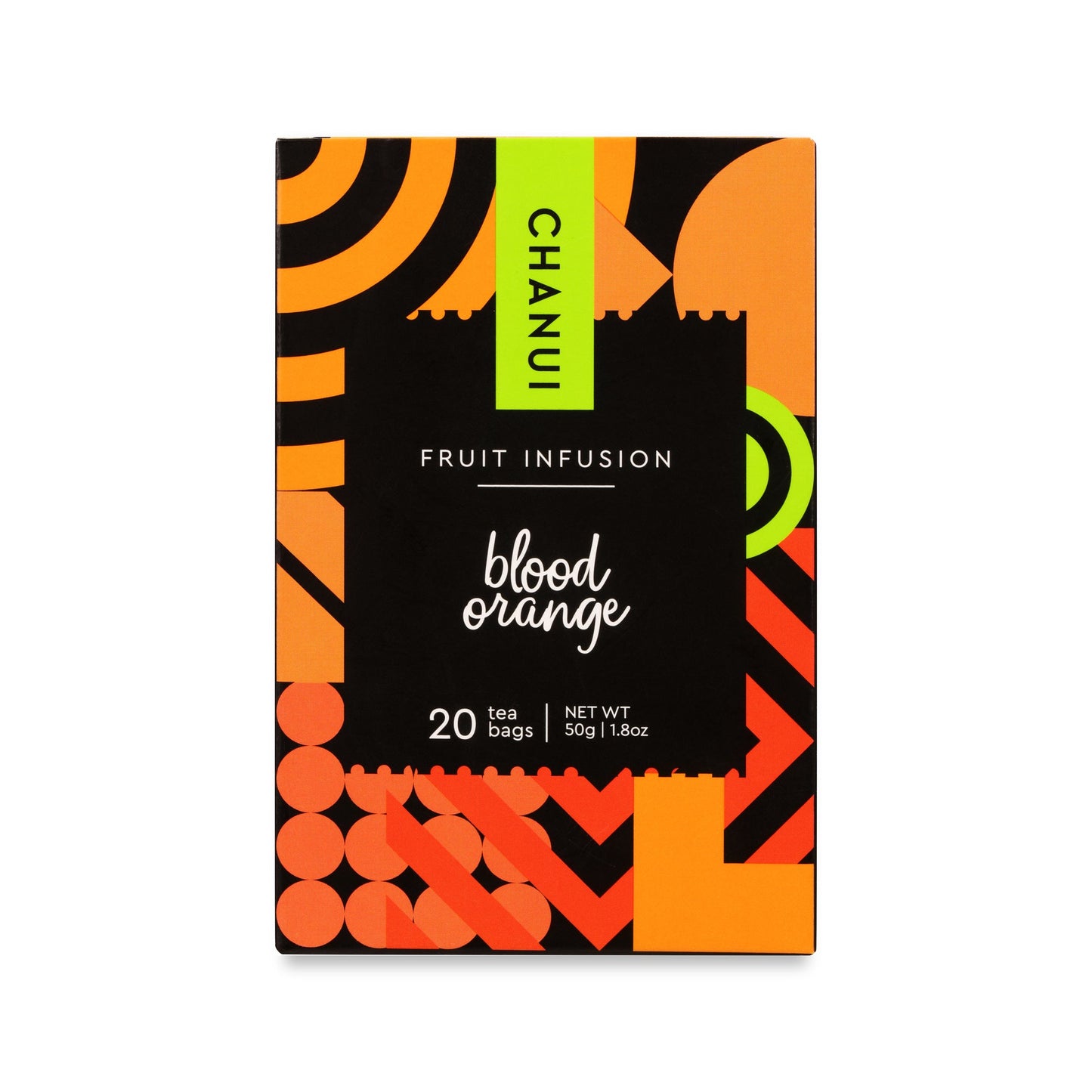 Orange and Black box of Chanui Fruit Infusion Blood Orange 20 Teabags