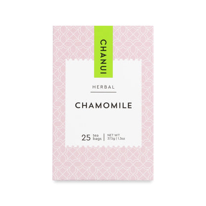 Pink and Black box of Chanui Herbal Chamomile 25 Teabags