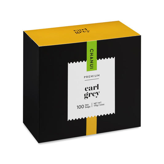 Yellow and Black box of Chanui Earl Grey 100 Teabags