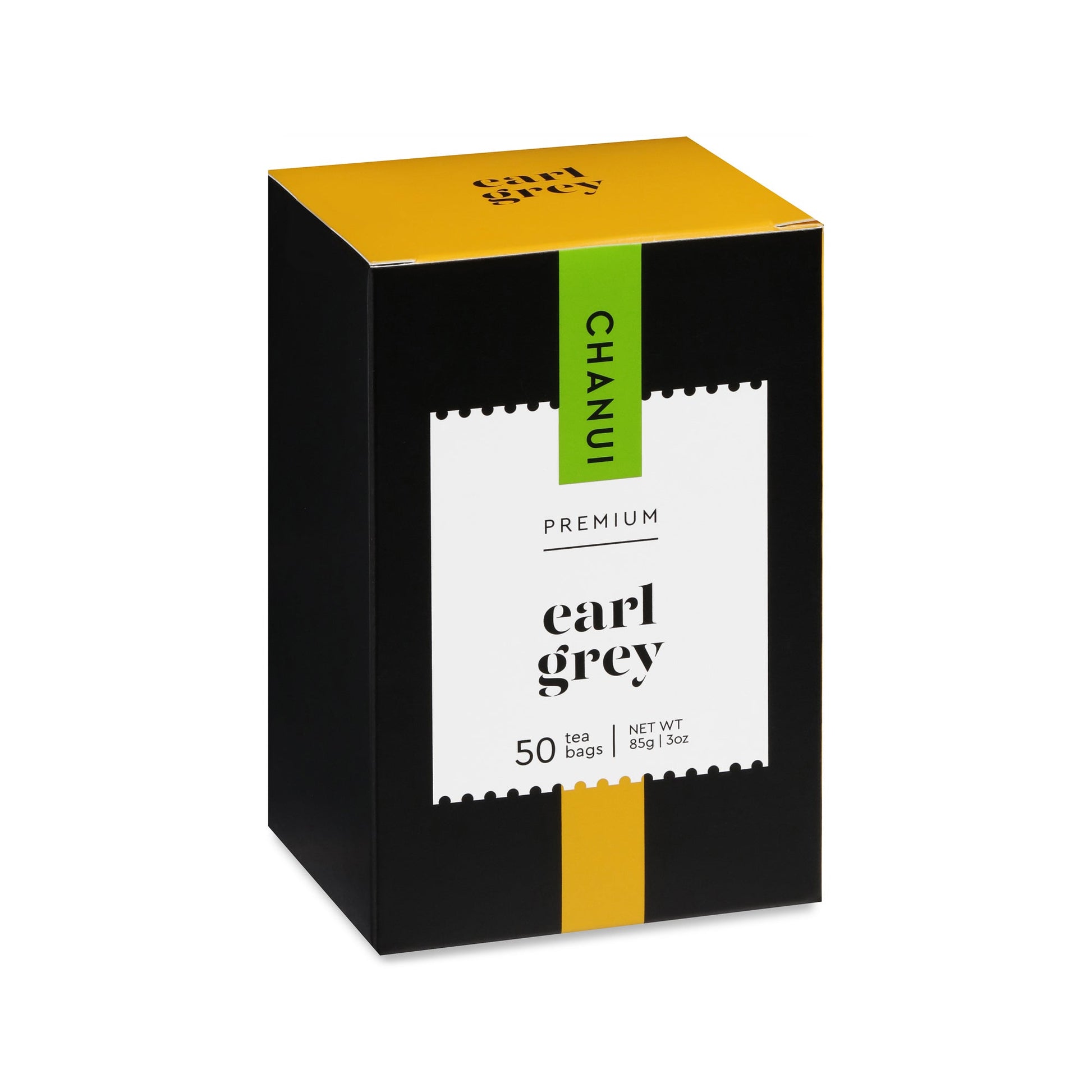 Yellow and Black box of Chanui Earl Grey 50 Teabags