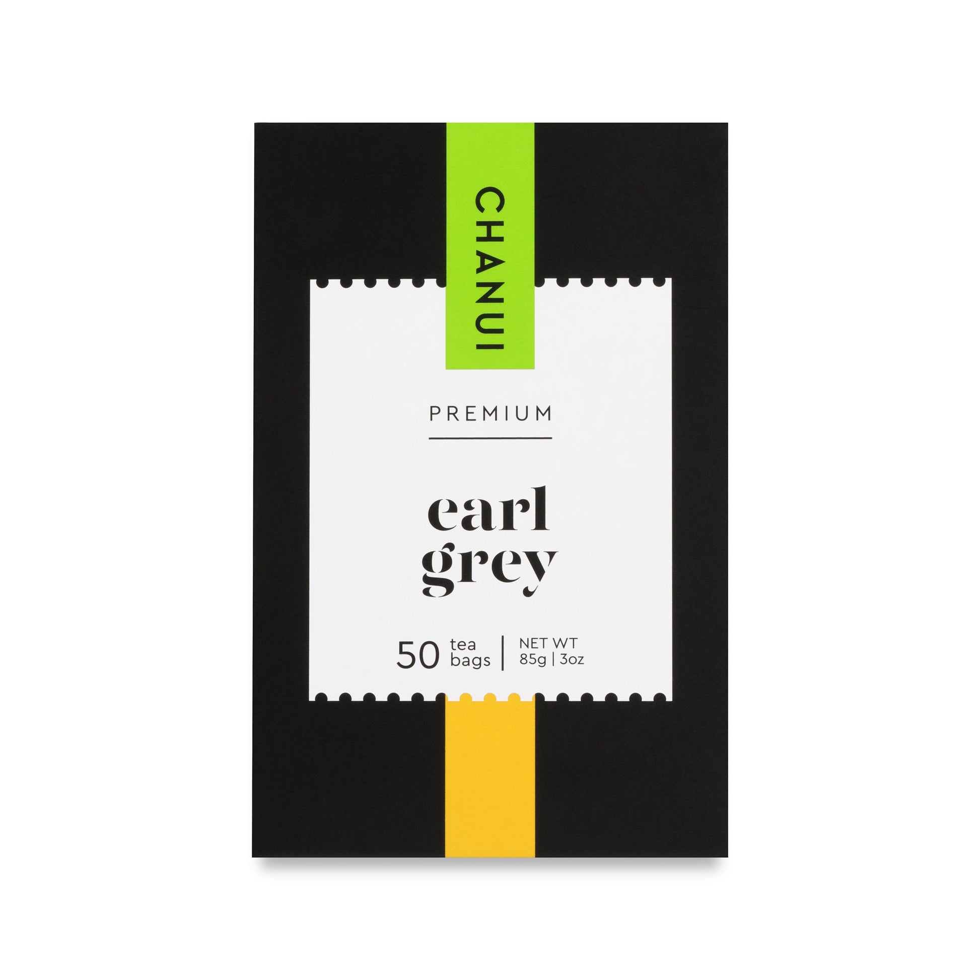 Yellow and Black box of Chanui Earl Grey 50 Teabags