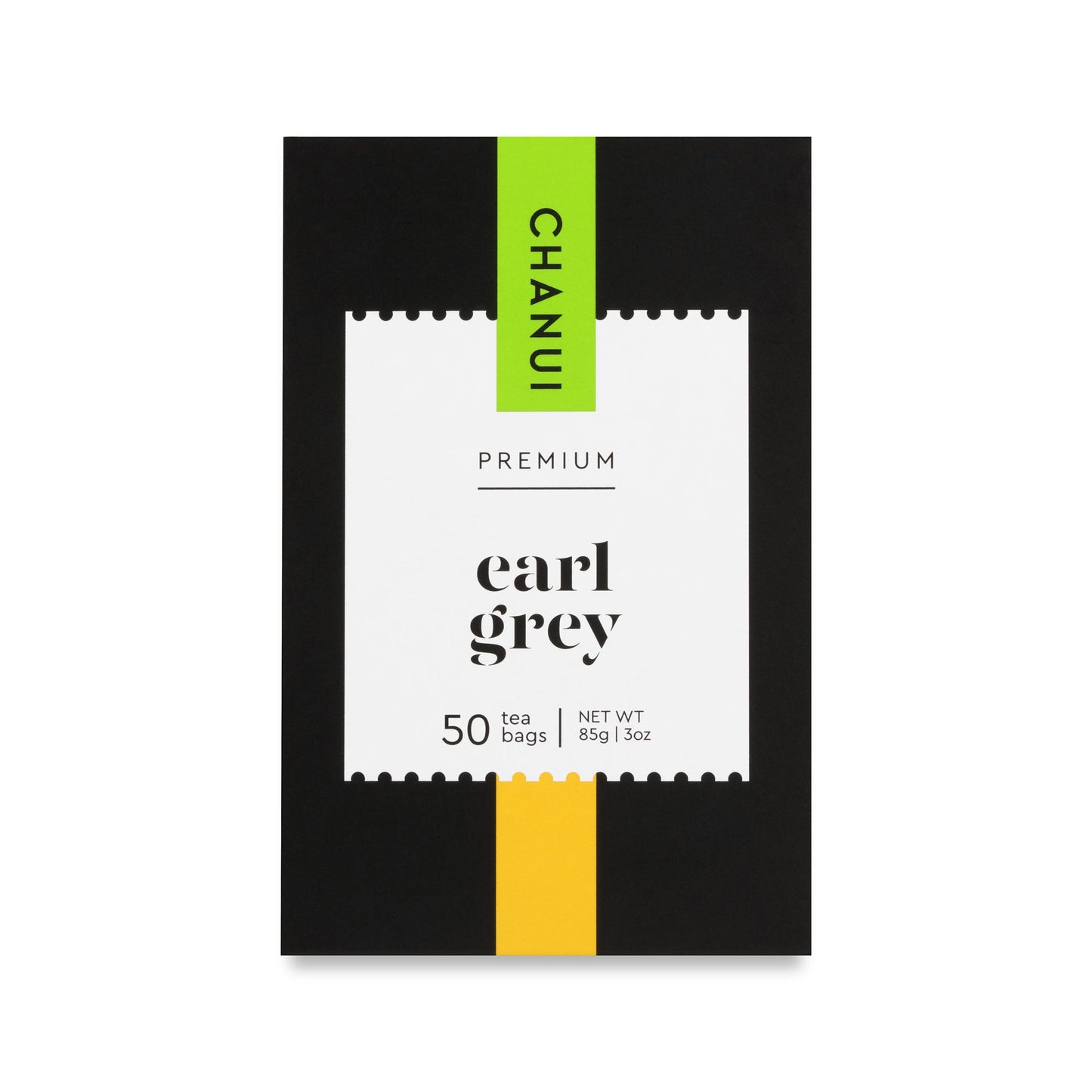 Yellow and Black box of Chanui Earl Grey 50 Teabags