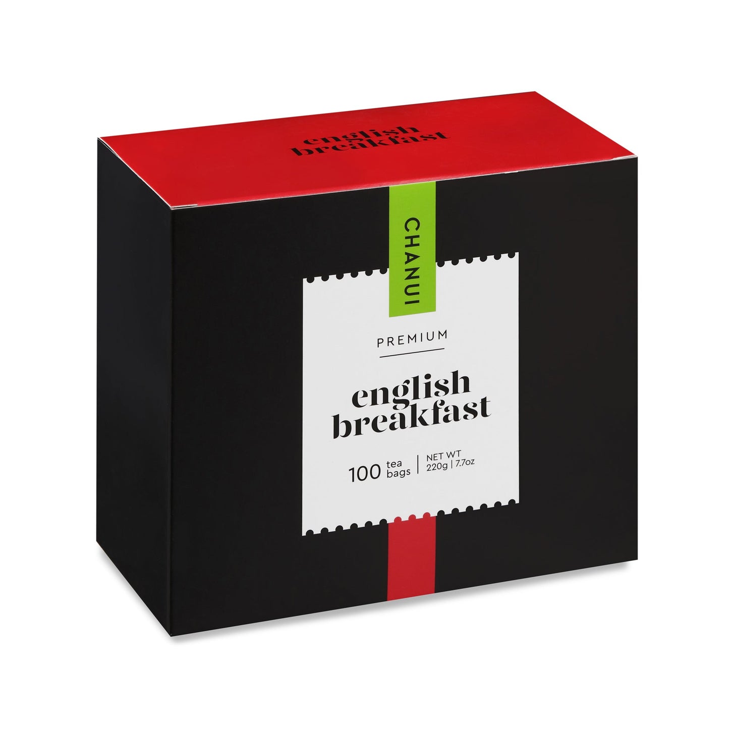 Red and Black box of Chanui English Breakfast 100 Teabags