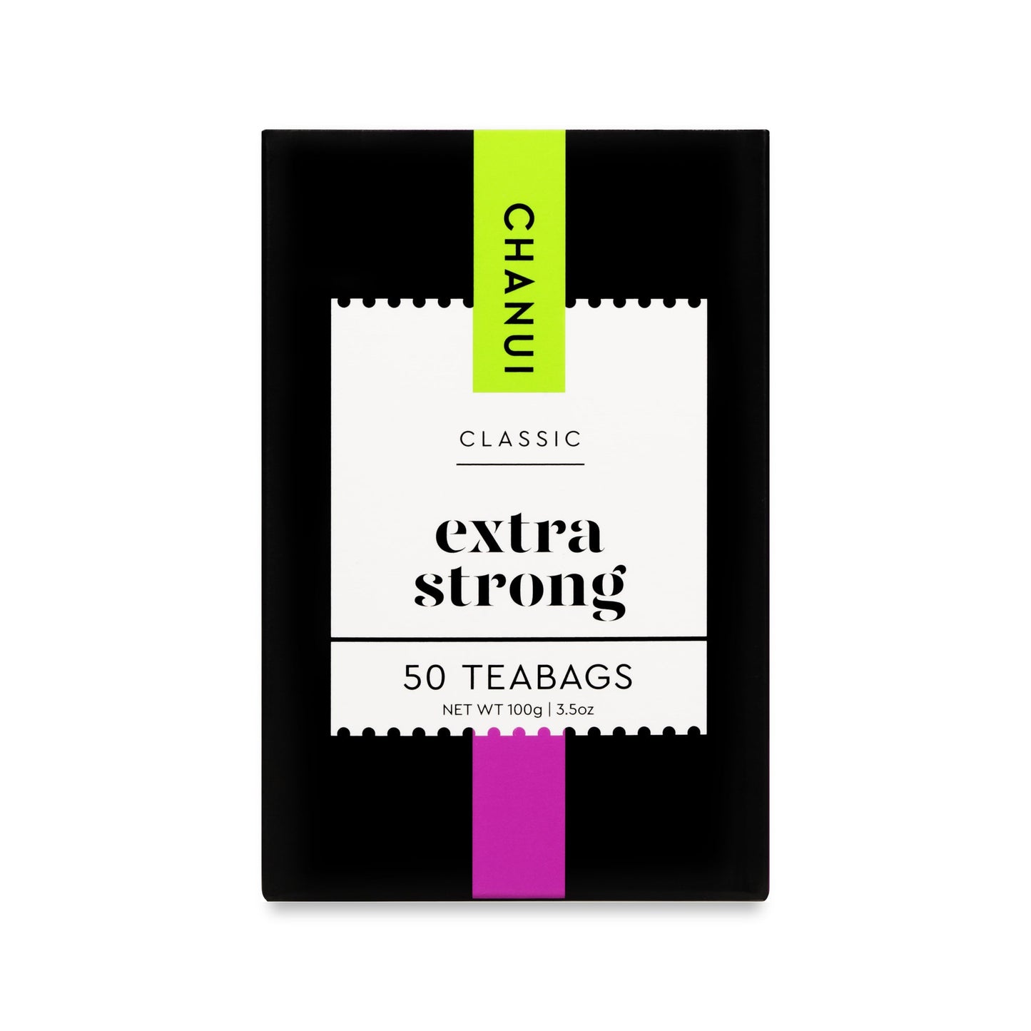 Purple and Black box of Chanui Extra Strong 50 Teabags