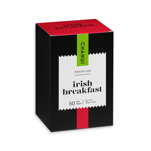 Red and Black box of Chanui Irish Breakfast 50 Teabags