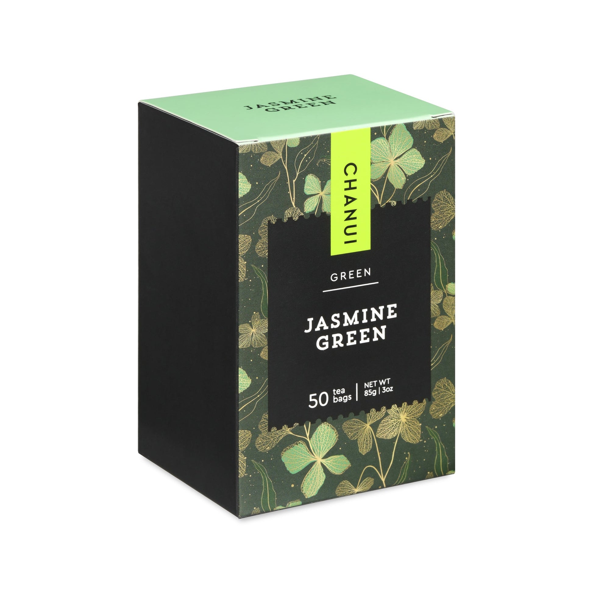 Light Green and Black box of Chanui Jasmine Green 50 Teabags