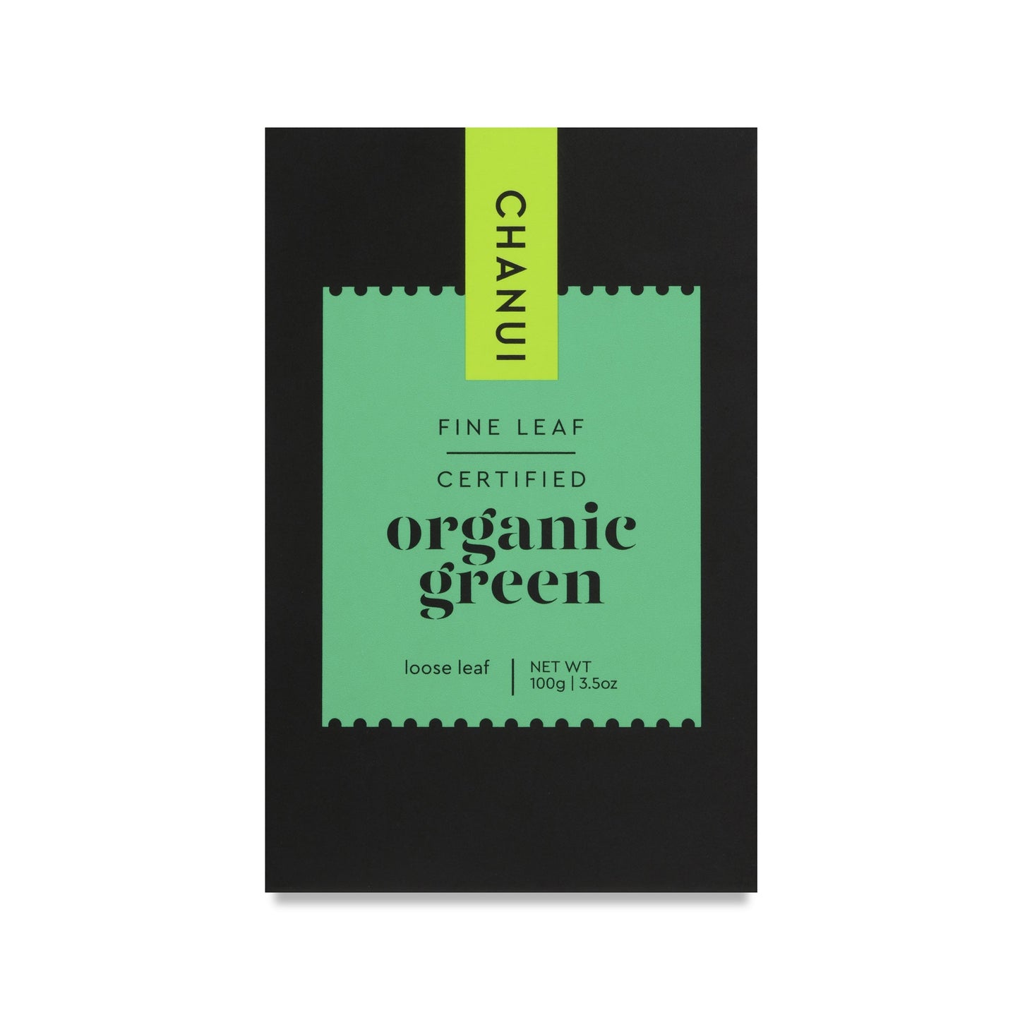 Green and Black box of Chanui Organic Green Leaf 100g