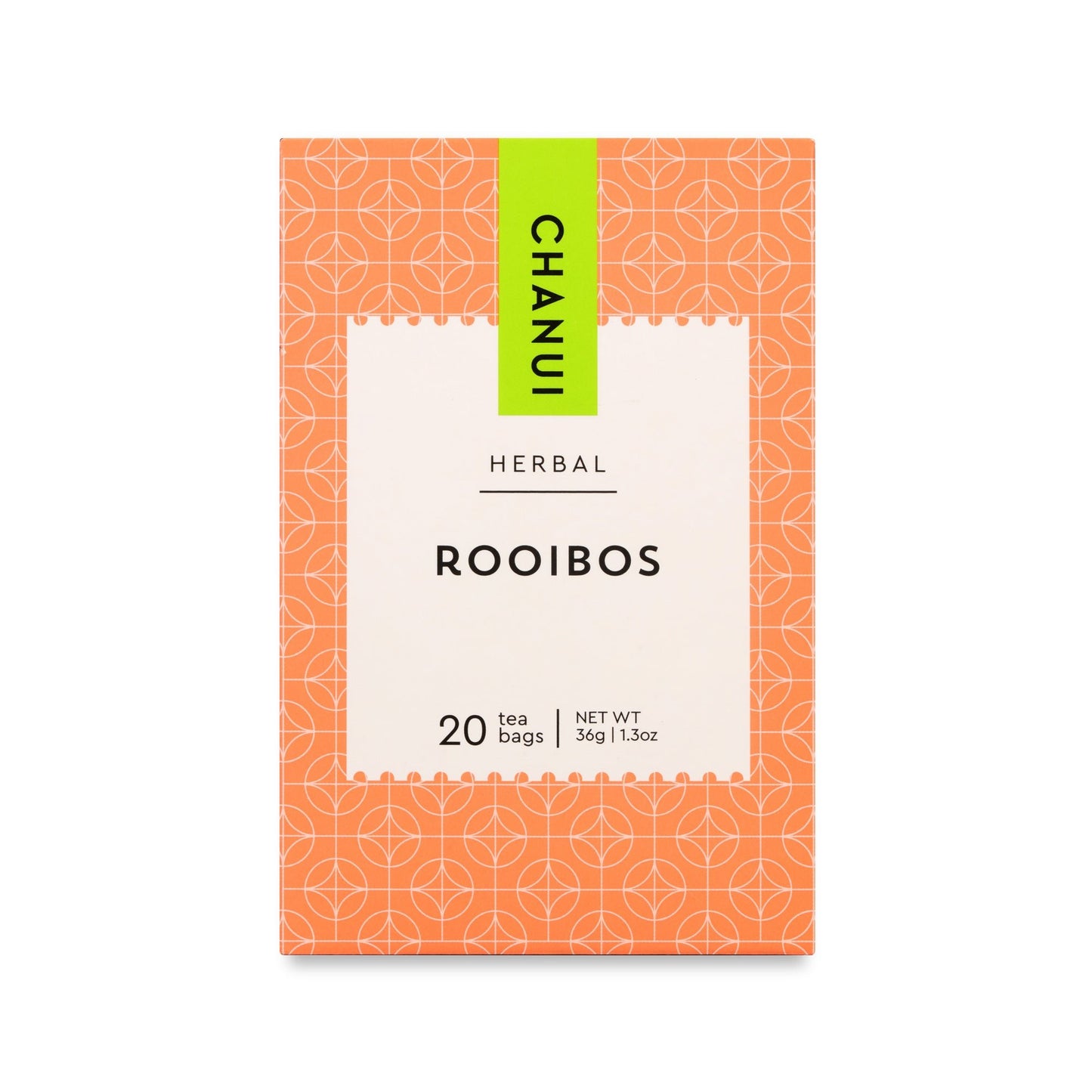 Light Orange and Black box of Chanui Rooibos 20 Teabags