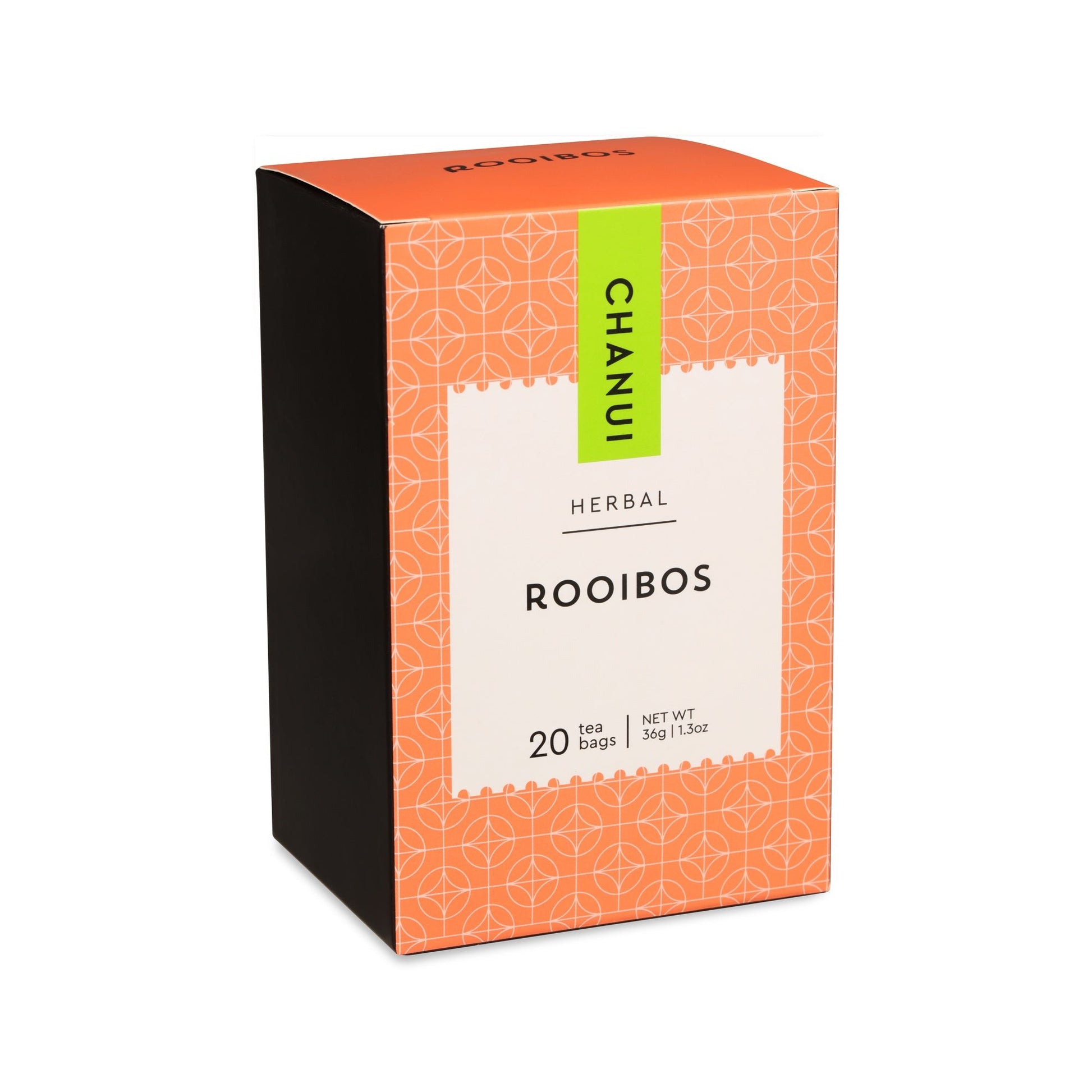 Light Orange and Black box of Chanui Rooibos 20 Teabags